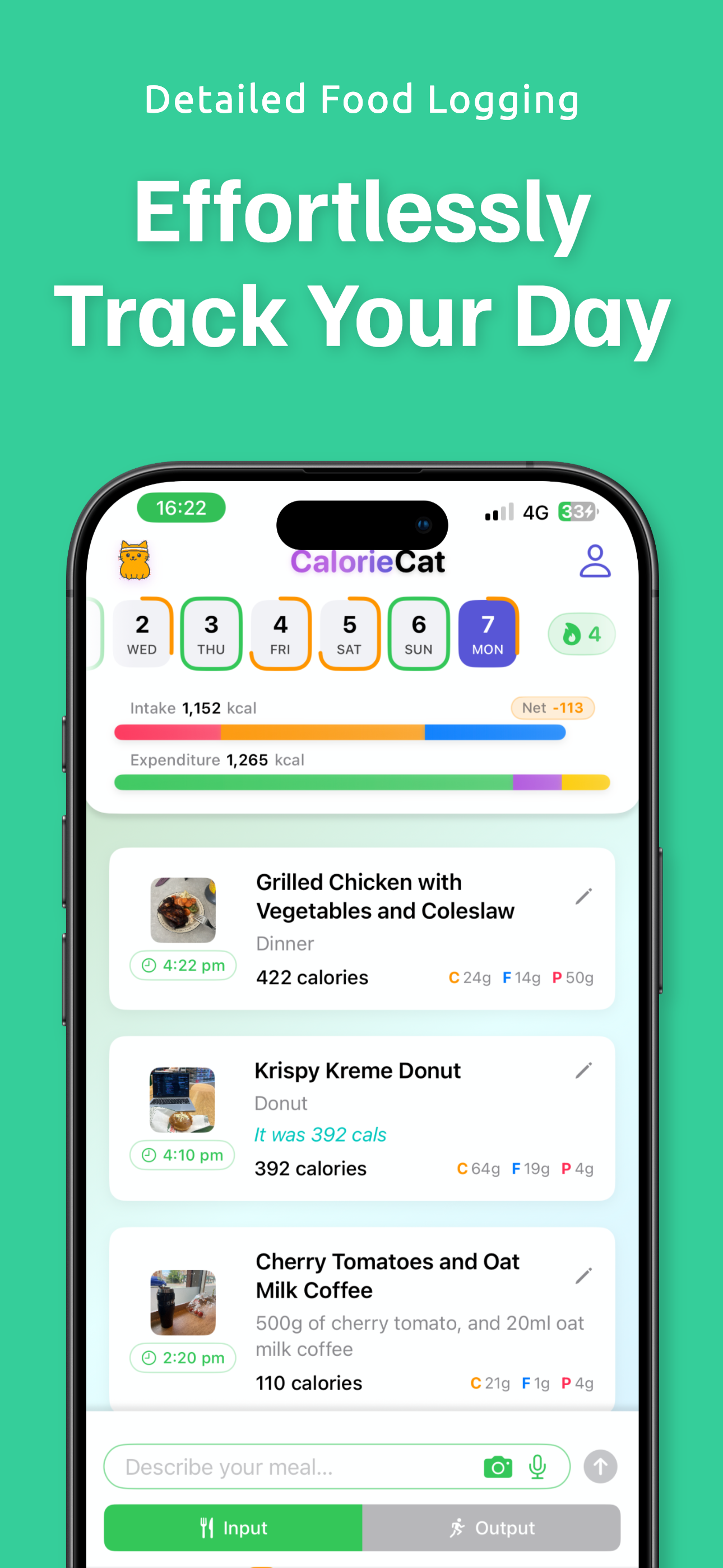 CalorieCat App Screenshot 1
